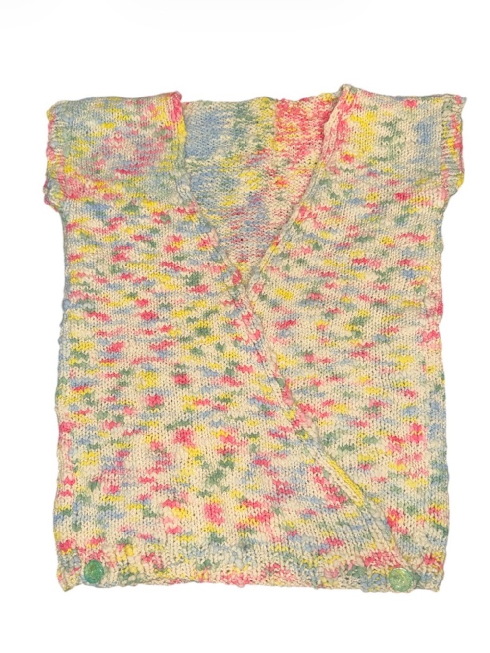 Hand-Knit Pastel Speckled Sweater Vest Size Med